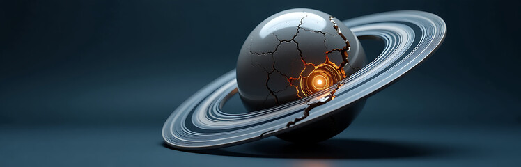 stunning futuristic gleaming silver sphere intricate swirling patterns emerging delicate crack