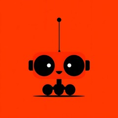 Illustration of a robot head with antenna. Features geometric shapes, crisp lines, minimal design, and a transparent background.