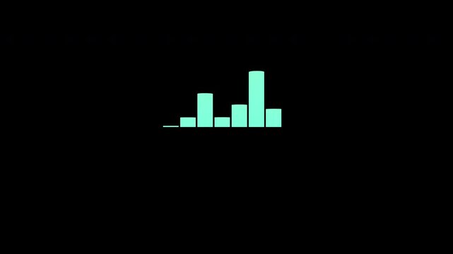 Simple bar graph animated rise fall movement on black screen overlay - Powered by Adobe