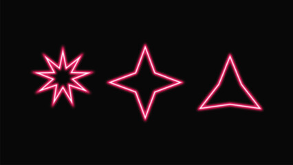 Vibrant neon glow effect with geometric shapes and text elements