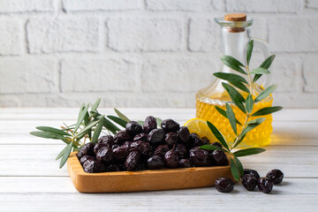 Black olive. Delicious olives grown in the Mediterranean and Egean region