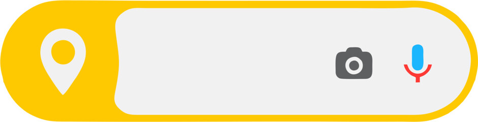 A yellow chat input bar with a location pin icon, a camera icon, and a microphone icon.