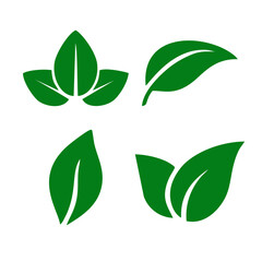 Modern Green Leaf Icon Set