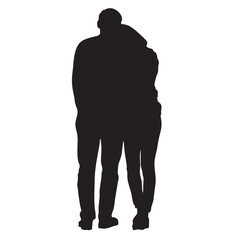 Couple Silhouette. Hugging People Vector Illustration Isolated on White.