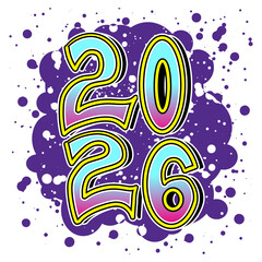 Happy new year 2026 colorful with bubble paint splash background