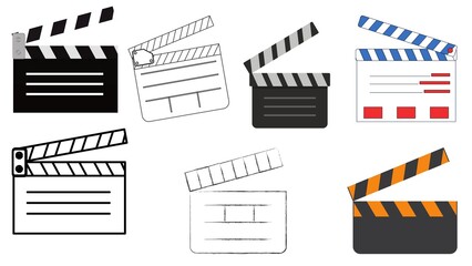Movie Start Cinematic Vector Design with Film Reel, Clapperboard, Spotlight and Theater Elements