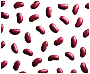 Collection of shiny, smooth, and plump kidney beans scattered on a transparent background for culinary or nutritional themes