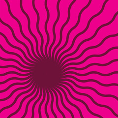 Dynamic abstract spiral design with a central focal point with wavy stripes. Hypnotic swirl radiates symmetrically sense of motion and energy. Graphic, and retro-inspired illusion of spinning or depth