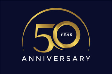 Golden 50 Year Anniversary Logo Design with Elegant Arch.