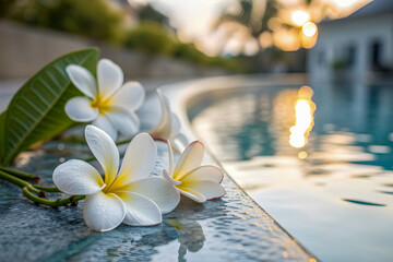 frangipani flower in water