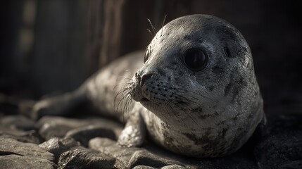 Collapsing World: Seal Amidst Shattered Stone, A Visual Metaphor for Environmental Crisis
