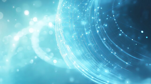 Light Blue Abstract Glowing Background with Futuristic Digital Technology and Medical Science Design