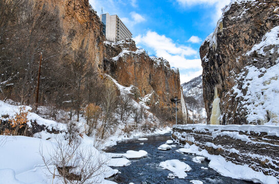 winter Arpa river canyon in Jermuk (Vayots Dzor, Armenia)