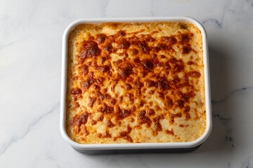 Traditional Greek potato, eggplant and cheese casserole - moussaka