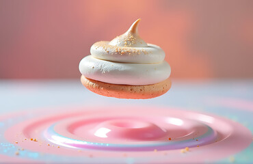 delicate meringue hovers swirling vortex iridescent pastel hues suspended effortless elegance