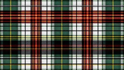 Festive plaid pattern featuring green, red, white, and yellow hues perfect for Christmas decoration and holiday celebrations Generative AI