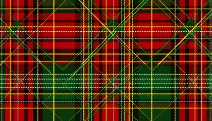 Colorful plaid pattern for Christmas decor and holiday celebrations featuring red, green, and yellow touches with a festive design Generative AI
