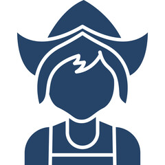 Silhouette Of A Person Wearing A Blue Traditional Dutch Hat And Blue Top Against A Transparent Background A Simple Flat Design Icon