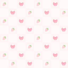 seamless pattern with strawberry and bow