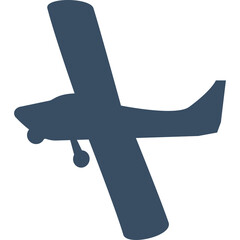 Silhouette of a Small Propeller Airplane in Dark Blue Against a Transparent Background Ideal for Aviation Graphics