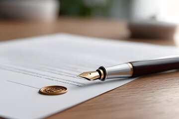 Signed partnership agreement with fountain pen and wax seal