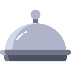 Silver Cloche Serving Dome Lid With Handle On A Plate Isolated On Transparent Background Simple Icon