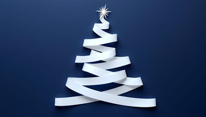 Creative paper Christmas tree design on blue background showcasing modern art and holiday spirit for festive celebrations Generative AI