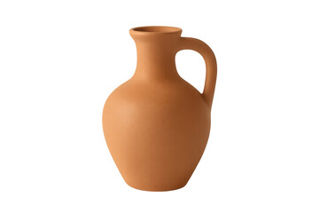 Traditional terracotta clay jug for drinks on transparent background