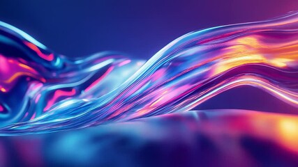Abstract iridescent fluid waves flowing light energy - Powered by Adobe
