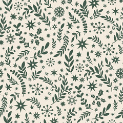 Light Botanical Winter Seamless Pattern