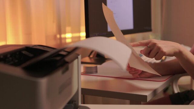 Closeup of professional reviewing agreement documents diligently, Dedicated editor engaged in thorough review and precise marking of legal documentation during late working hours