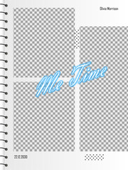 Personalized Me Time Photo Collage Template for Scrapbooking and Journaling. Vector Layout for Self-Care Memories
