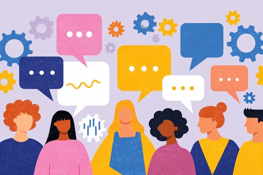 Multiple people engage in dialogue about neurodiversity, illustrating acceptance and awareness