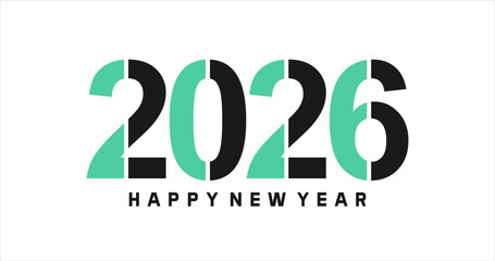 Happy New Year 2026 Modern Typography