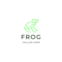Line art frog logo design. geometric animal flat icon illustration vector