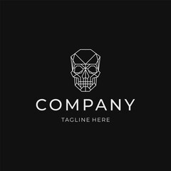Line art skull logo design. geometric anatomy flat icon illustration vector