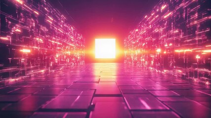 Glowing digital tunnel showing data flow to portal - Powered by Adobe