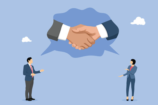 Business deal, agreement, contract, executive handshaking. Flat vector illustration - Powered by Adobe