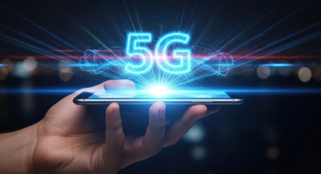 5G Technology on Smartphone Screen for High-Speed Mobile Internet