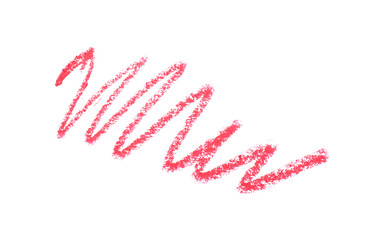 Stroke of red eye pencil isolated on white, top view