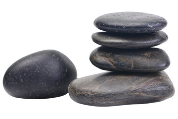 Black spa stones isolated on white