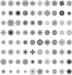 Winter Snowflakes Vector Art Collection. Snowflake, transparent or real snowflake vector icon. Bundle