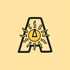 Letter A with Sun Icon Logo Design Illustration.