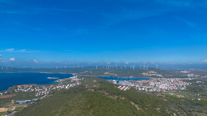 Fototapeta premium Drone Photo of Sigacik Marina, Aegean Sea Cittaslow City Seferihisar, Izmir - Turkey