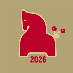 Red fire horse 2026. Horse silhouette. Logo