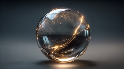 Teal Orb: Capturing the Essence of Transparency in a Spherical Glass Form on White