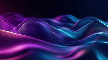 Digital wave abstract background with flowing purple and blue light - Powered by Adobe
