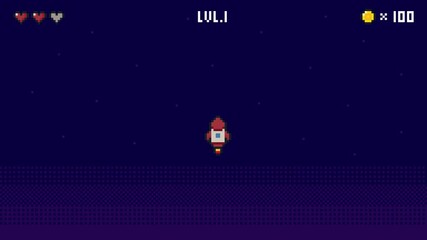 8-bit pixel art space game rocket level up. looped animation 4k 30fps - Powered by Adobe