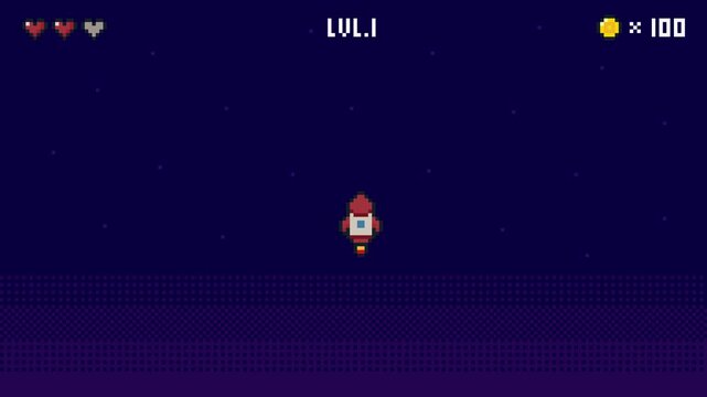 8-bit pixel art space game rocket level up. looped animation 4k 30fps - Powered by Adobe