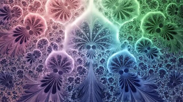 Fractal Bloom Unfolding Animation - Intricate Abstract Crystalline Growth Loop
